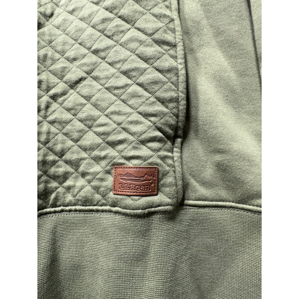 LL Bean Sweatshirt Women's Small Olive Green Quarter Zip Quilted Hiking Outdoor - Picture 3 of 7